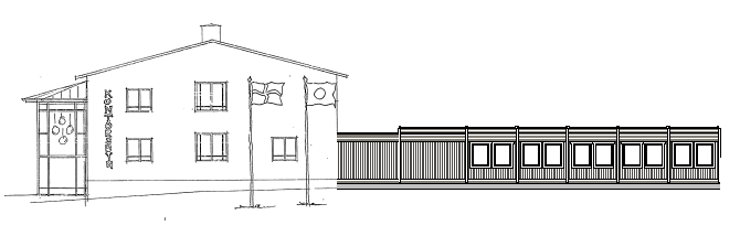 Skiss på Kustbevakningens byggnad med nya kontorsmoduler