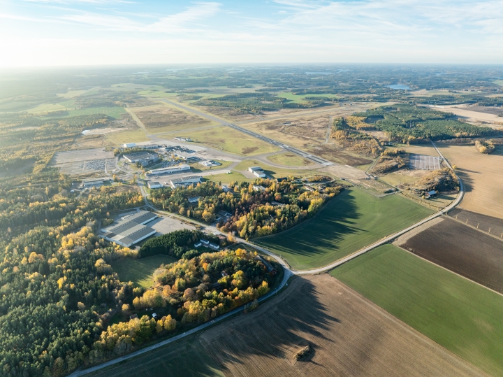 Skavstaområdet sett från luften, flygfoto